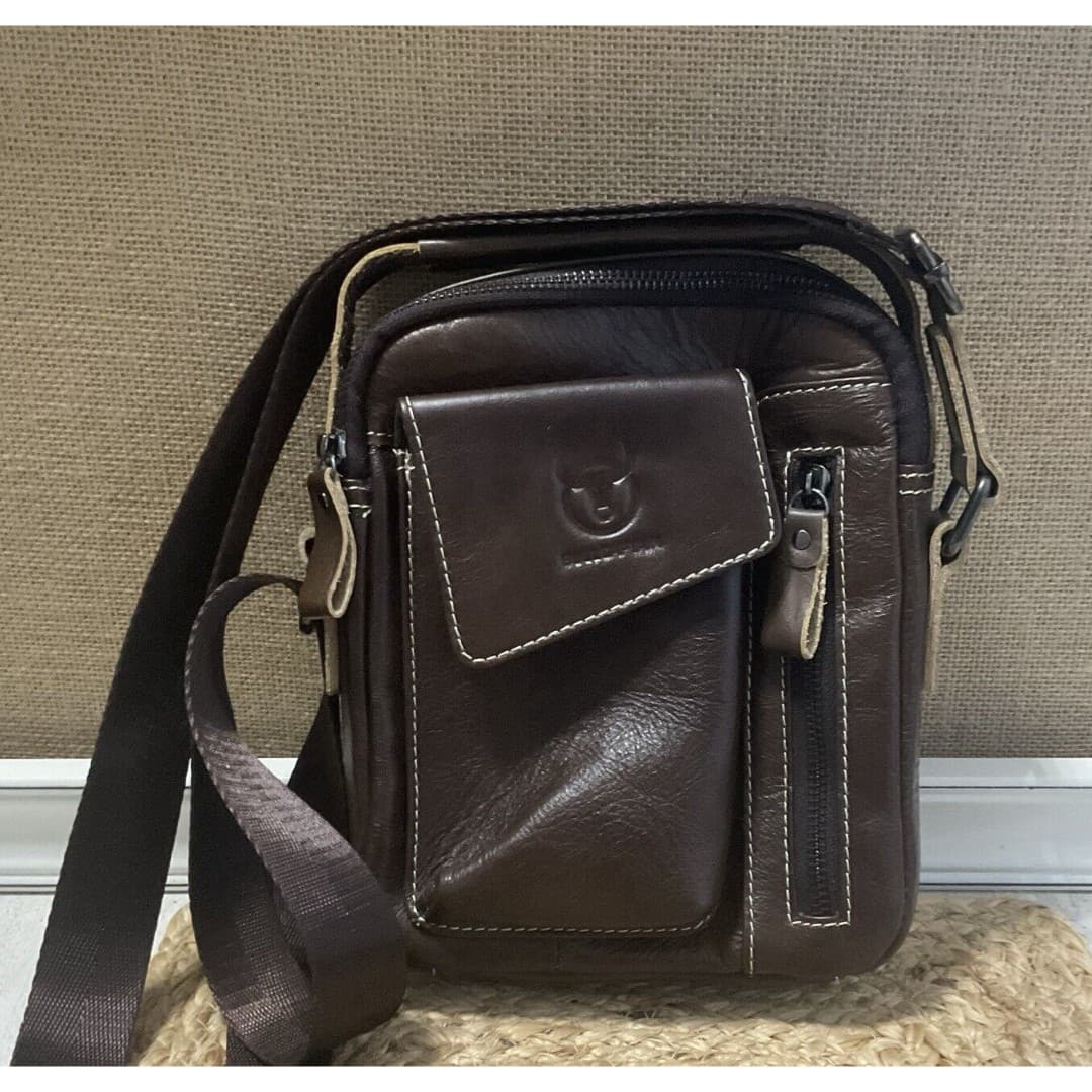 Bullcaptain Genuine Leather Shoulder Bag brown