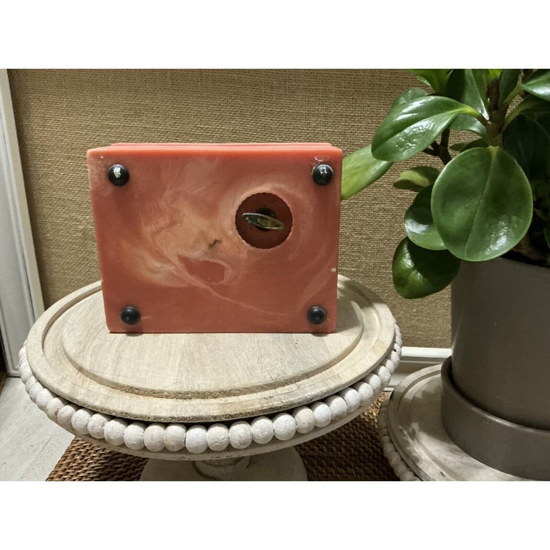 Design Gifts International-Soapstone Music Trinket Box Pink w/ white Butterfly - Thumbnail 6