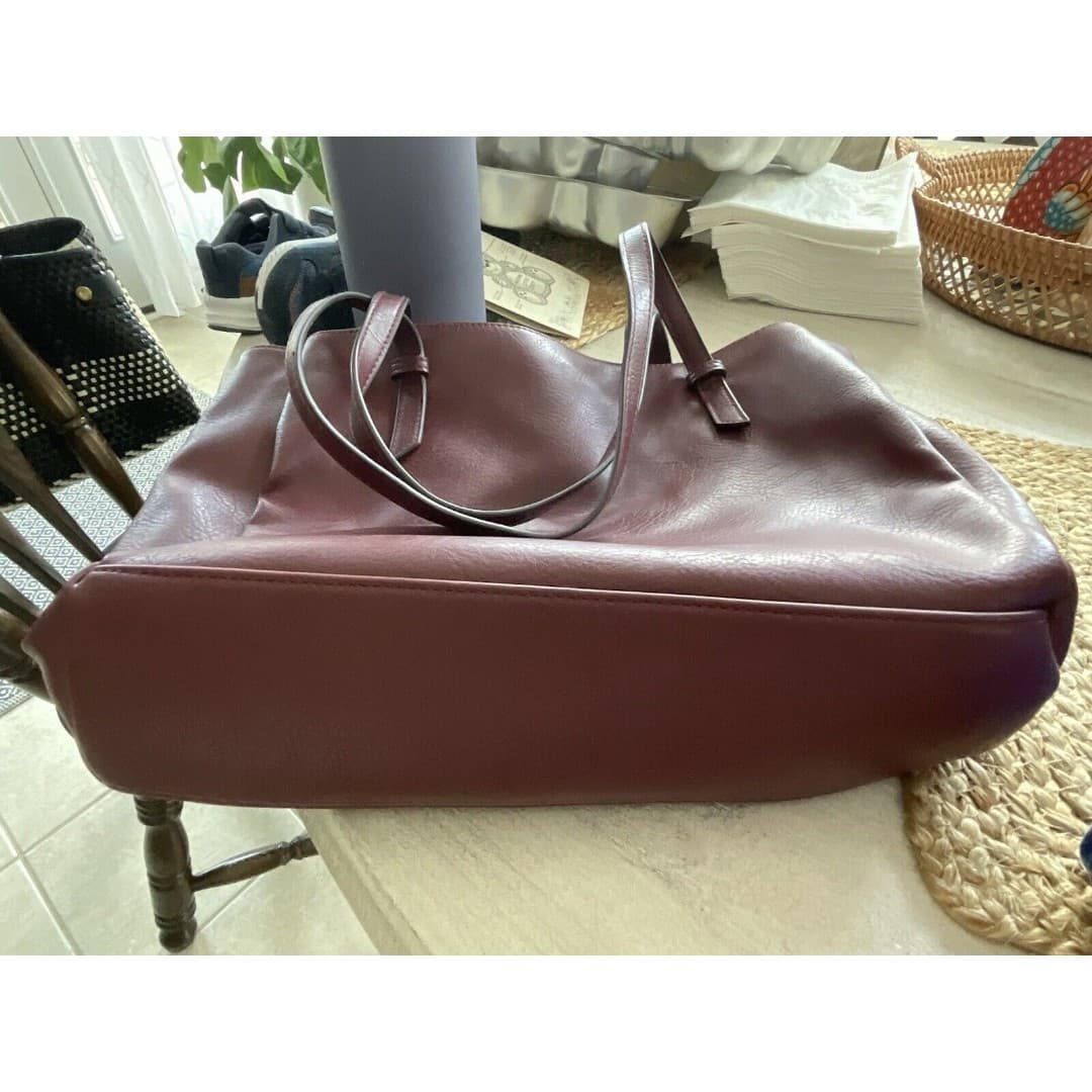 Jones New York Signature Purse Handbag Maroon W/Silver Hardware - Thumbnail 8
