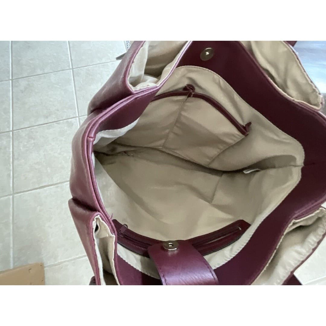 Jones New York Signature Purse Handbag Maroon W/Silver Hardware - Thumbnail 5