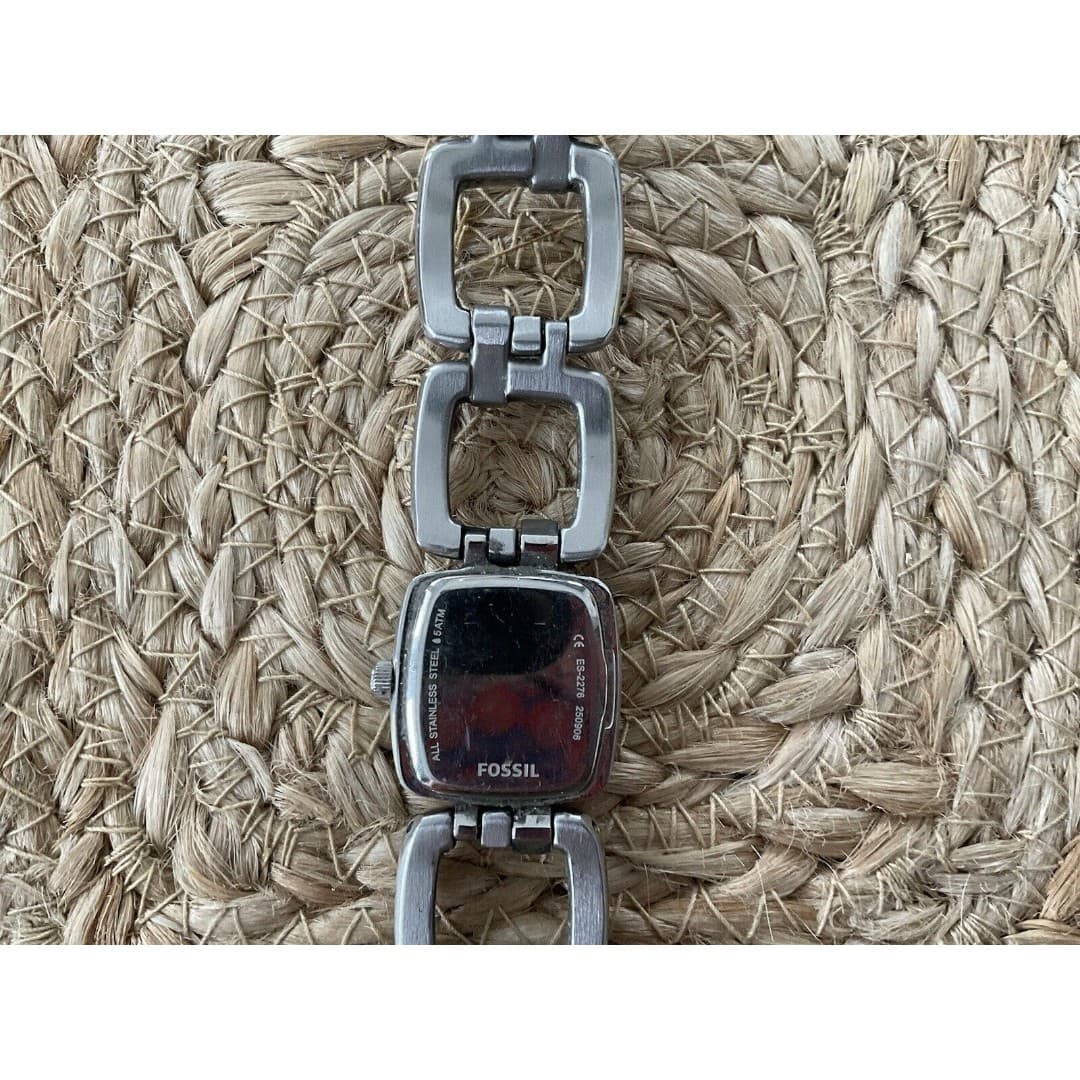 Fossil ES-2276 All Stainless Steel Quartz Analog Women's Watch Used Need Battery - Thumbnail 4
