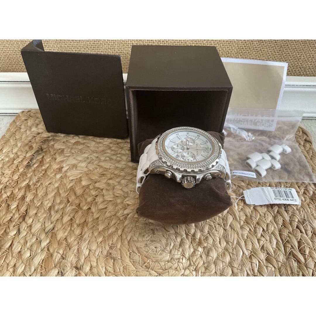 Michael Kors Womens Quartz Watch White MK-5300 Crystal Accent Bezel Working - Thumbnail 3