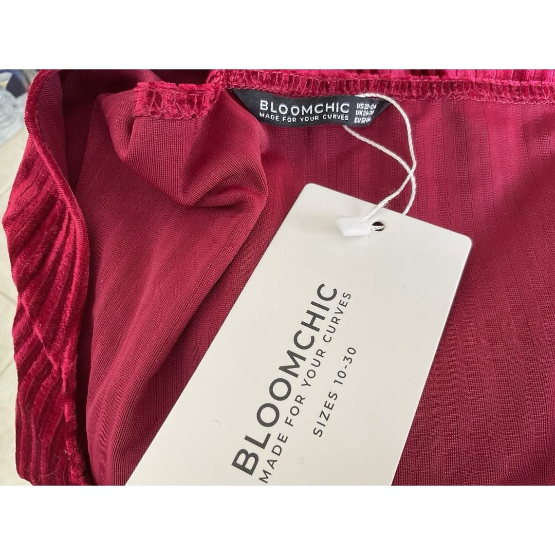 BLOOMCHIC Velvet Red Blouse Sz 22 NWT - Thumbnail 6