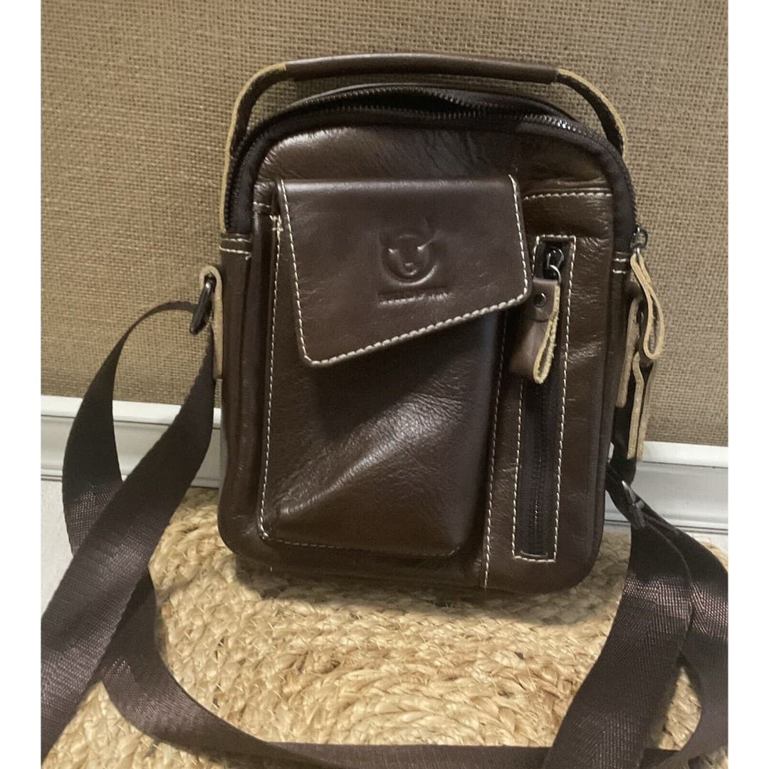 Bullcaptain Genuine Leather Shoulder Bag brown - Thumbnail 7