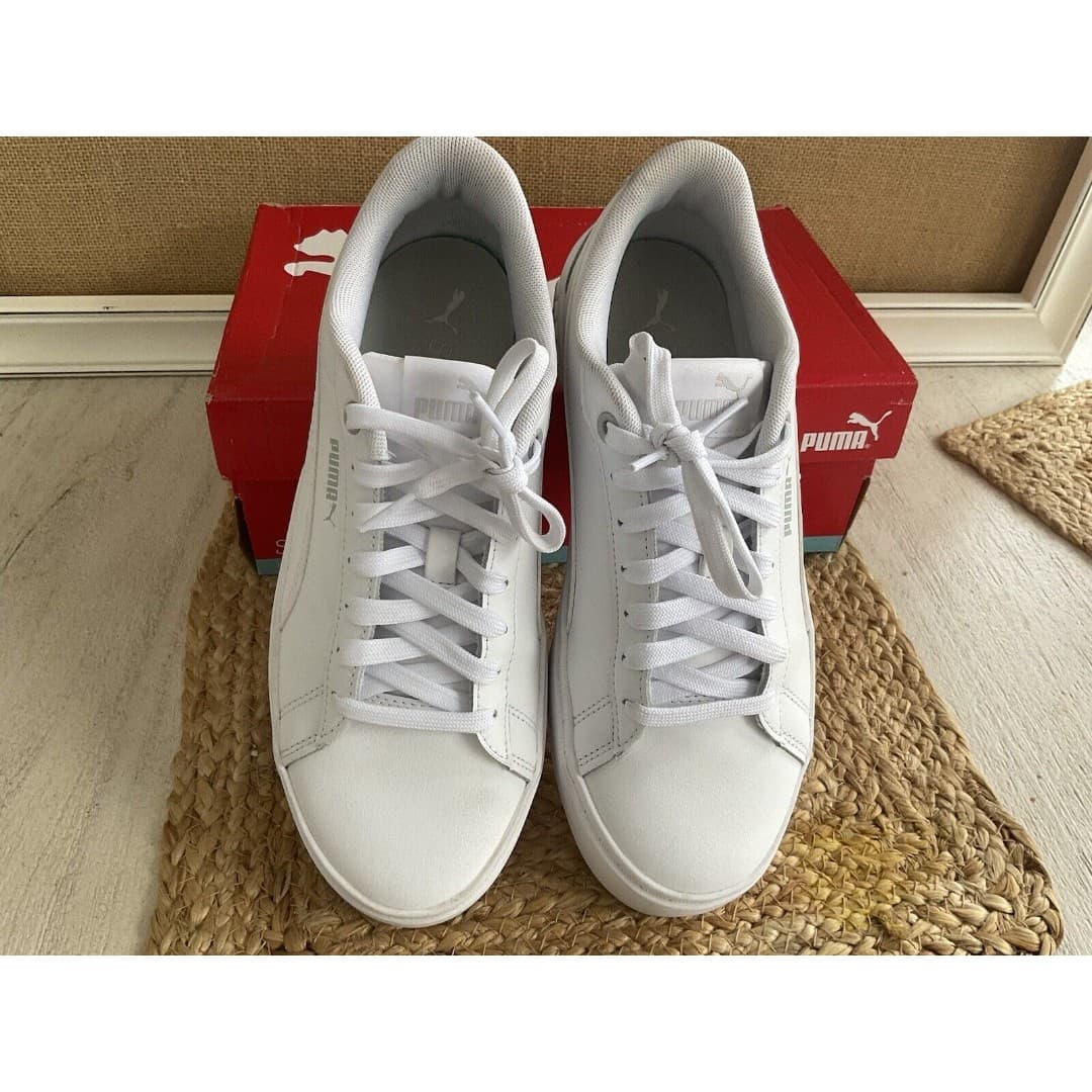 Puma Smash V3 Platform Lace Up Womens White Sneakers Casual Shoes Sz 8.5