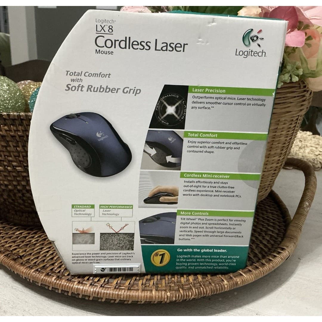 Logitech LX8 Cordless Laser Mouse USB PC/MAC Comfort Grip. (NEW IN BOX 2007) - Thumbnail 3
