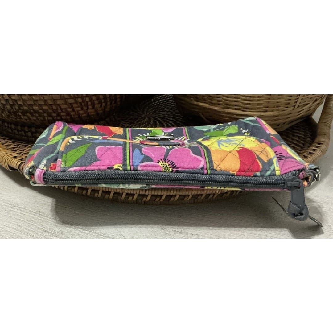 Vera Bradley Jazzy Blooms Wristlet Wallet Purse-Grey,Pink,Orange,Green-Bag - Thumbnail 5