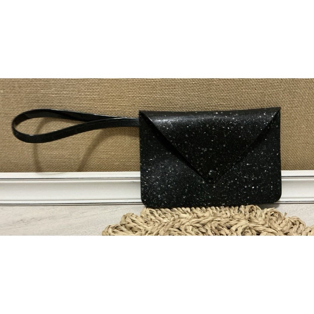 Melissa Black Glitter PVC Flecked Clutch Wallet W/handle - Thumbnail 4