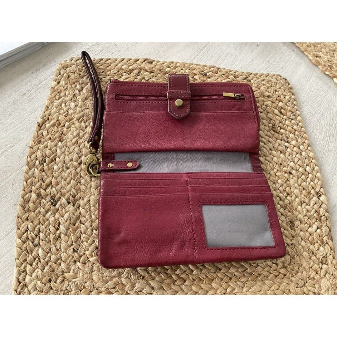 Fossil Bifold Wristlet Burgundy Wallet With Change Pouch - Thumbnail 2