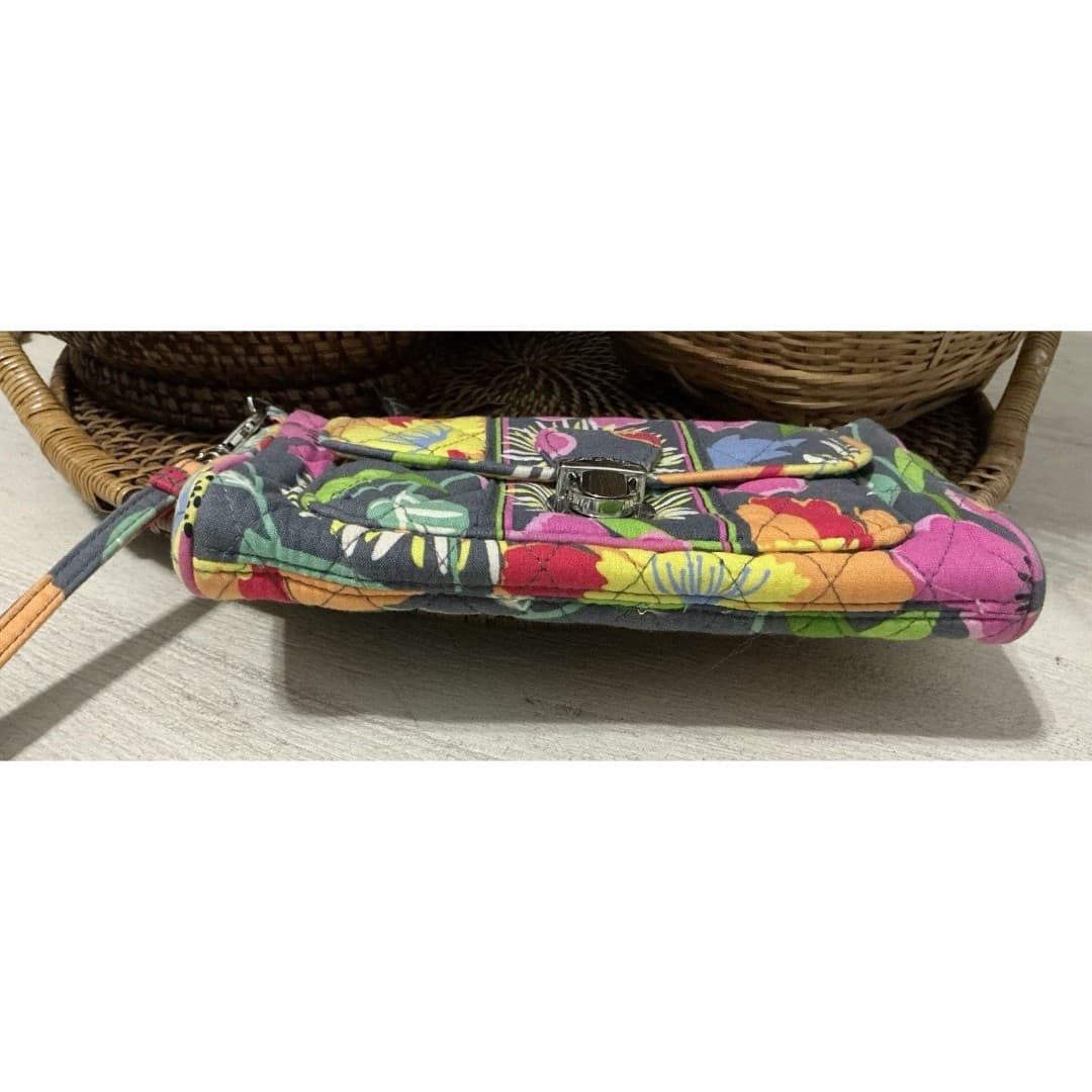 Vera Bradley Jazzy Blooms Wristlet Wallet Purse-Grey,Pink,Orange,Green-Bag - Thumbnail 3
