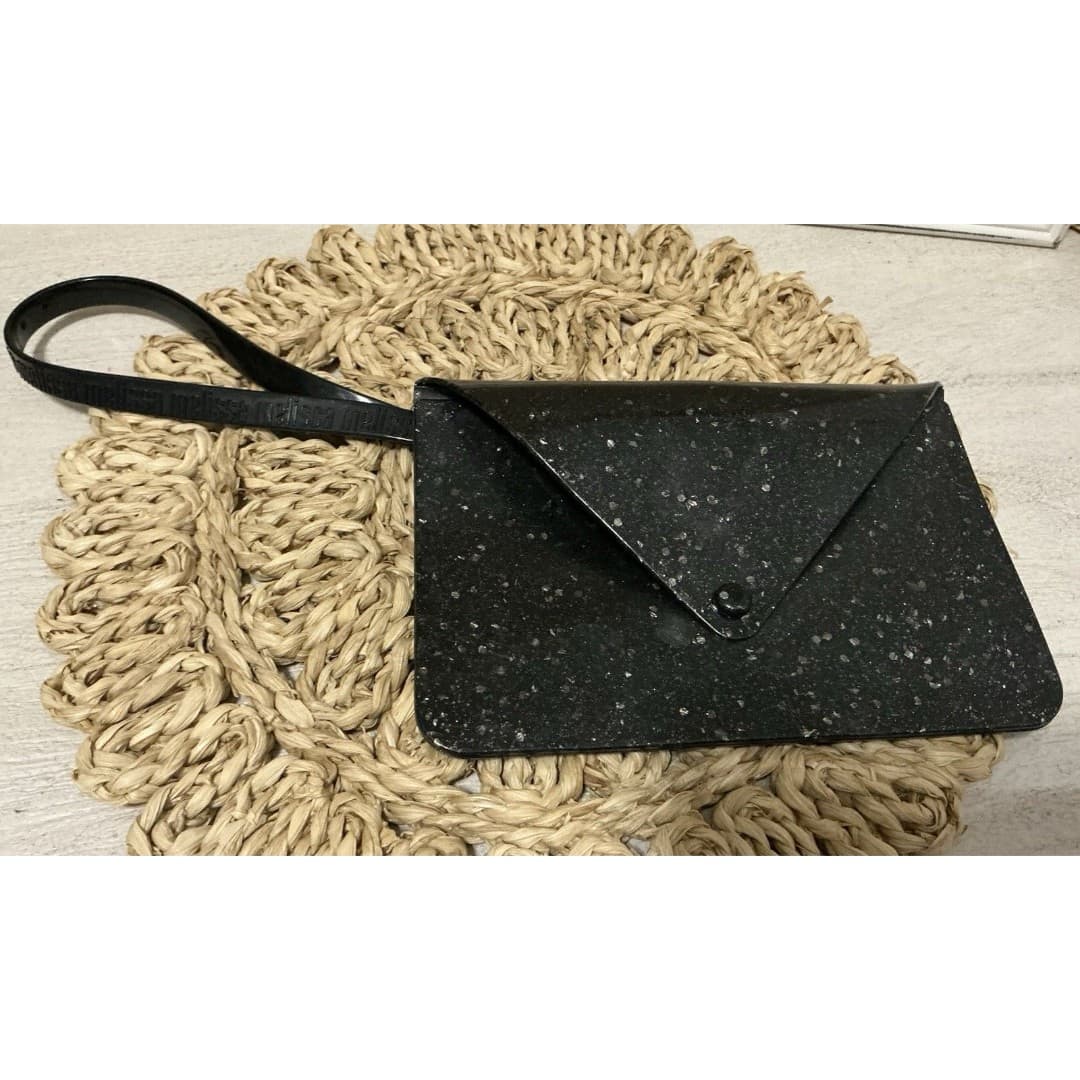 Melissa Black Glitter PVC Flecked Clutch Wallet W/handle - Thumbnail 2