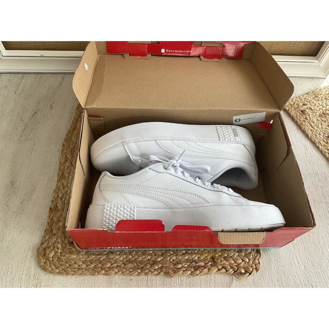 Puma Smash V3 Platform Lace Up Womens White Sneakers Casual Shoes Sz 8.5 - Thumbnail 2