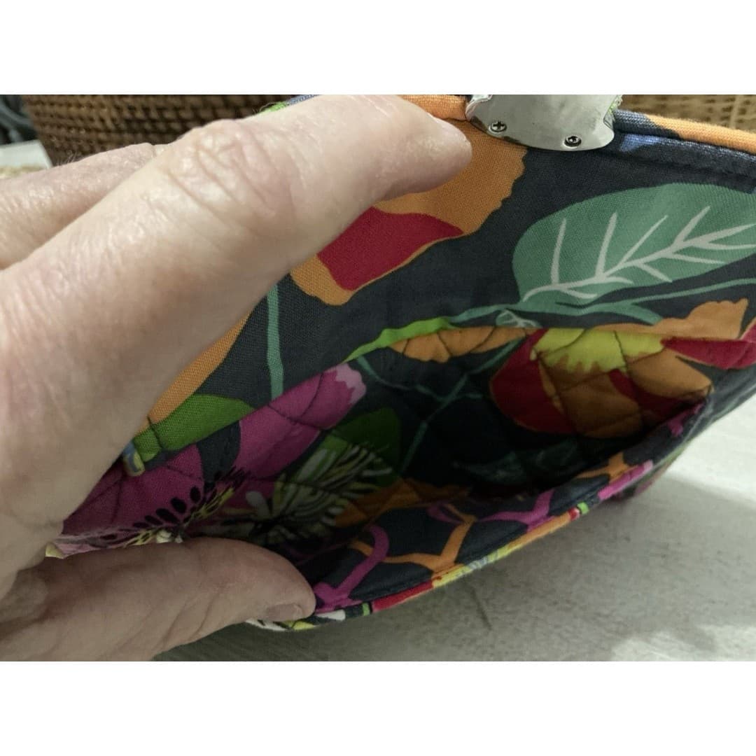 Vera Bradley Jazzy Blooms Wristlet Wallet Purse-Grey,Pink,Orange,Green-Bag - Thumbnail 8