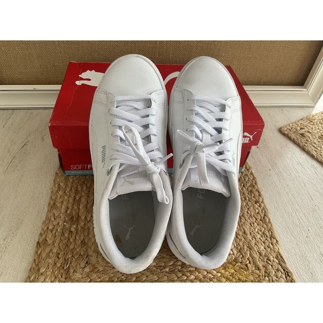 Puma Smash V3 Platform Lace Up Womens White Sneakers Casual Shoes Sz 8.5 - Thumbnail 6