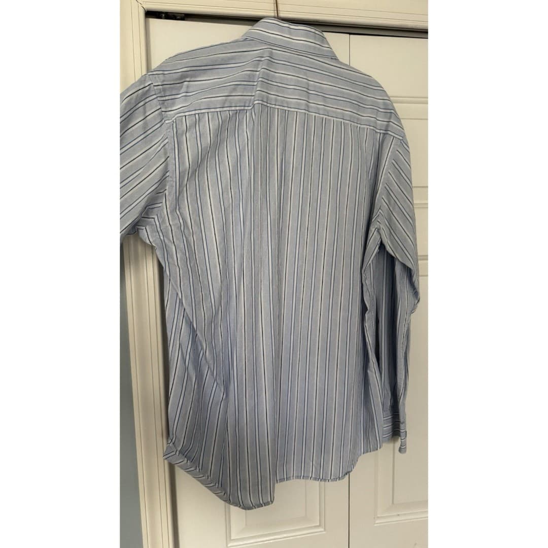 BUGATCHI Men's Long Sleeve Button Down Shaped Fit Blue Stripped Shirt Size XL - Thumbnail 2