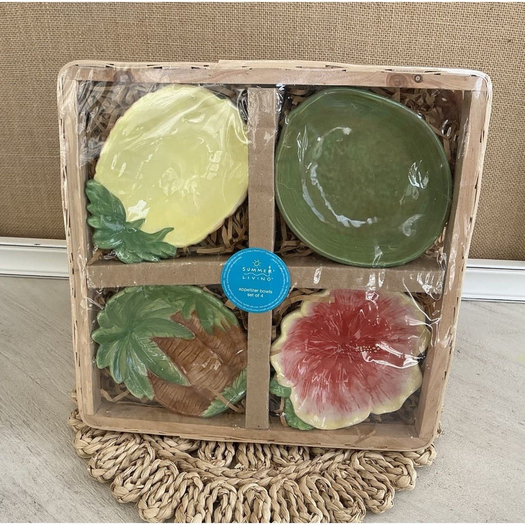 Summer Living Tropical Appetizer Bowls Set Of 4 NEW - Thumbnail 2