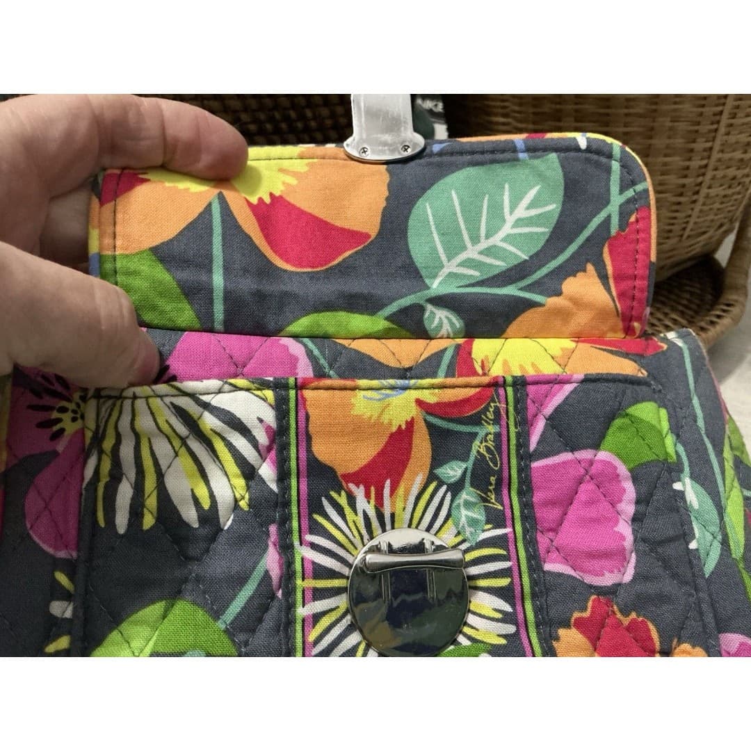 Vera Bradley Jazzy Blooms Wristlet Wallet Purse-Grey,Pink,Orange,Green-Bag - Thumbnail 7
