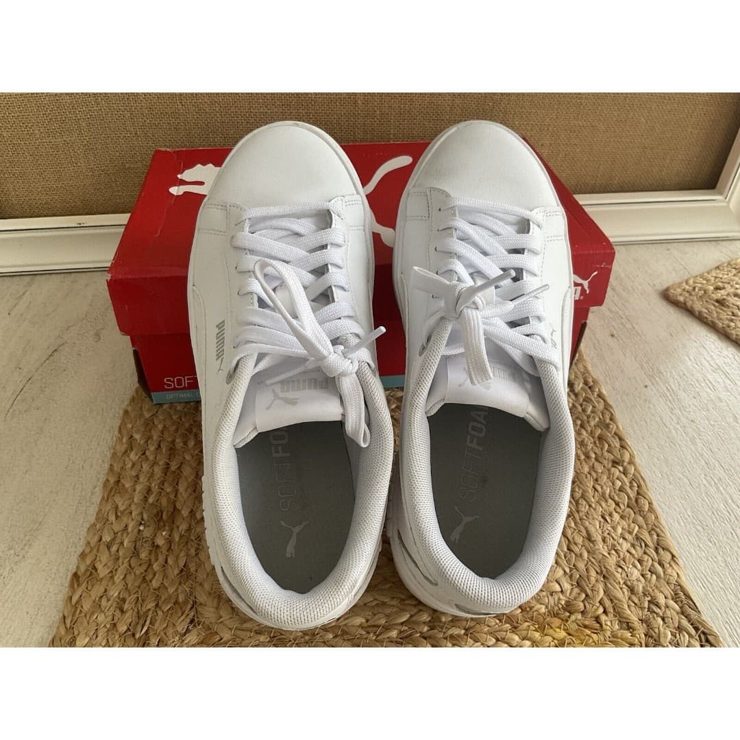Puma Smash V3 Platform Lace Up Womens White Sneakers Casual Shoes Sz 8.5 - Thumbnail 8