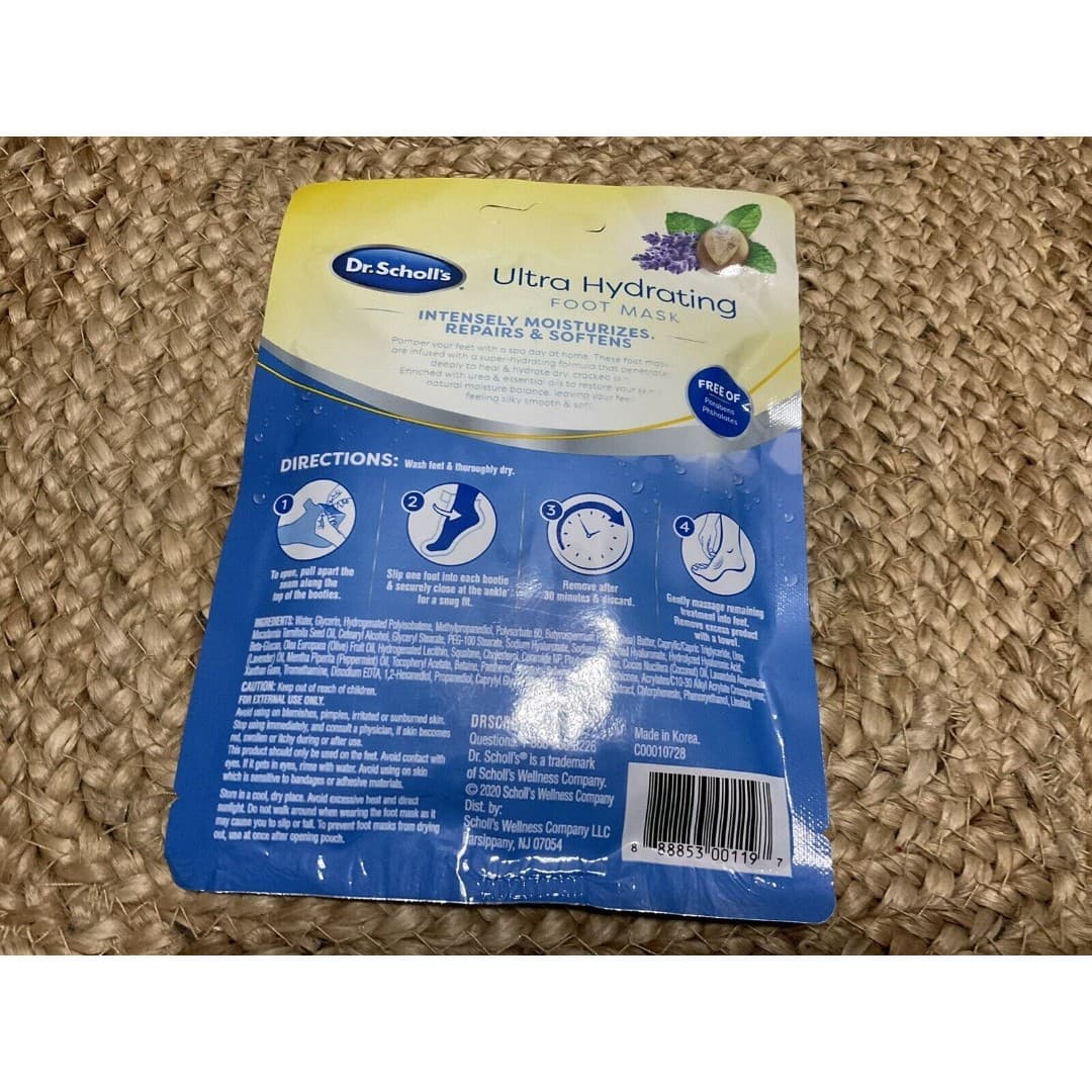 1 Pair Dr. Scholl's Ultra Hydrating Foot Peel Mask Moisturizes Repairs Softens - Thumbnail 2