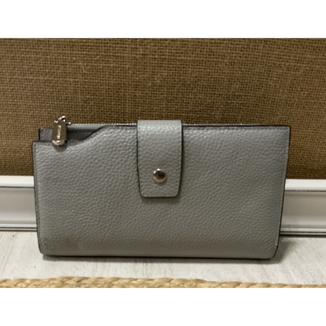 Bostanten Women's Gray Leather Large Wallet (C7)