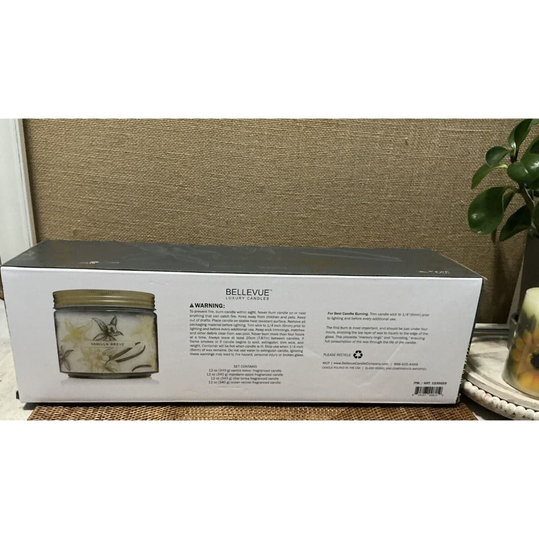 Bellevue Luxury Set Of 4 Natural Soy Wax Long Lasting Candles Essential Oil - Thumbnail 2