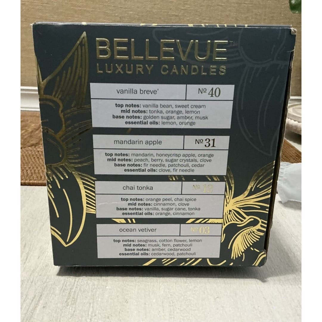 Bellevue Luxury Set Of 4 Natural Soy Wax Long Lasting Candles Essential Oil - Thumbnail 3