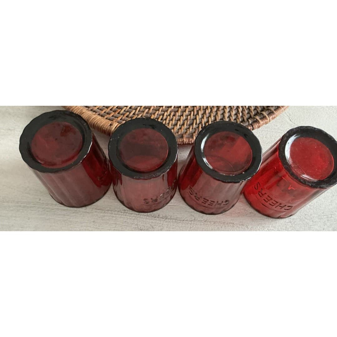 Pottery Barn Red Cheers Cocktail Juice Glasses Set of 4 - Thumbnail 7