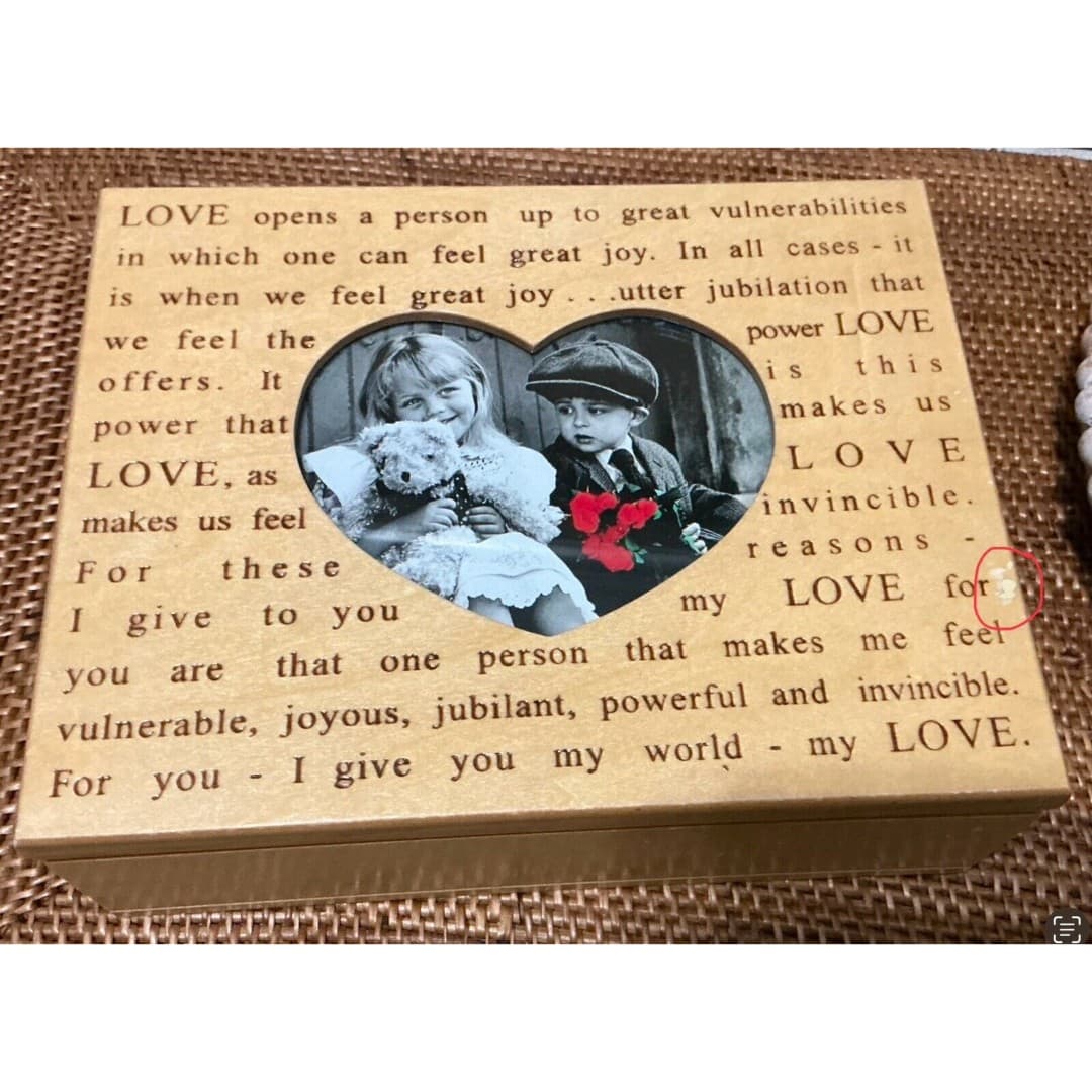LOVE Wooden Jewelry Box with Photo Insert and Mirror “Forever Love” - Thumbnail 3