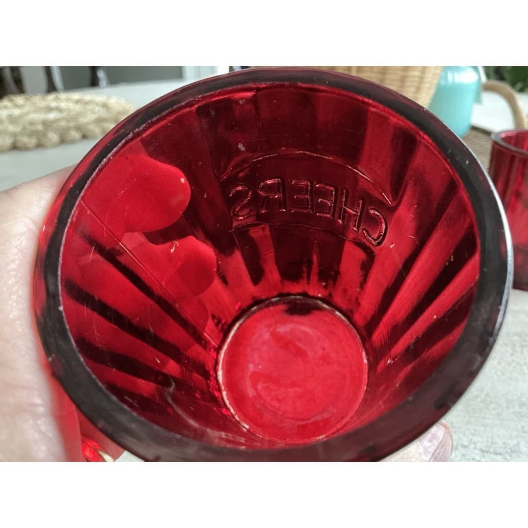 Pottery Barn Red Cheers Cocktail Juice Glasses Set of 4 - Thumbnail 6