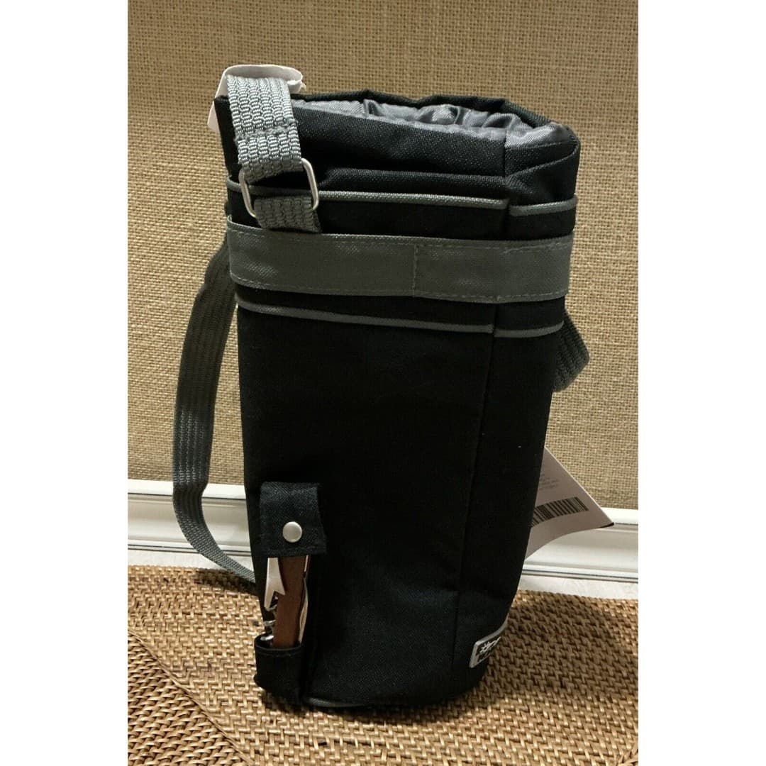 Picnic Time Insulated Single Wine Bottle Tote Bag Carrier Sack Black Corkscrew - Thumbnail 2