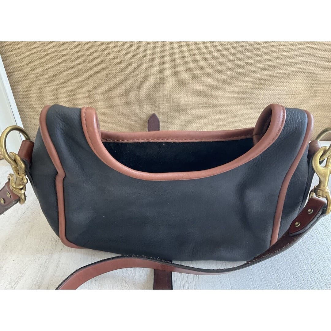 Black & Brown Leather Satchel Bag W/Handle & Crossbody Strap - Thumbnail 6