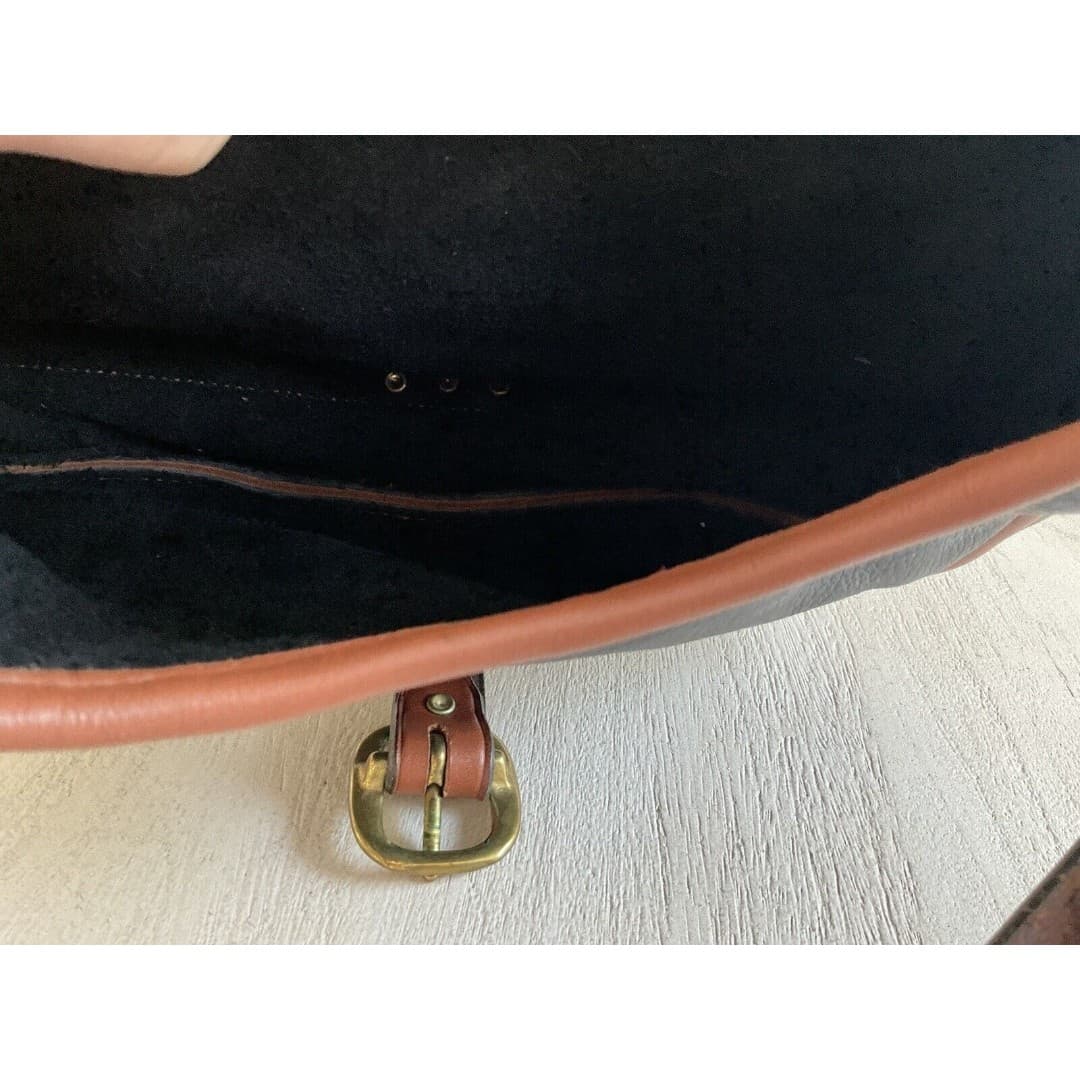 Black & Brown Leather Satchel Bag W/Handle & Crossbody Strap - Thumbnail 7