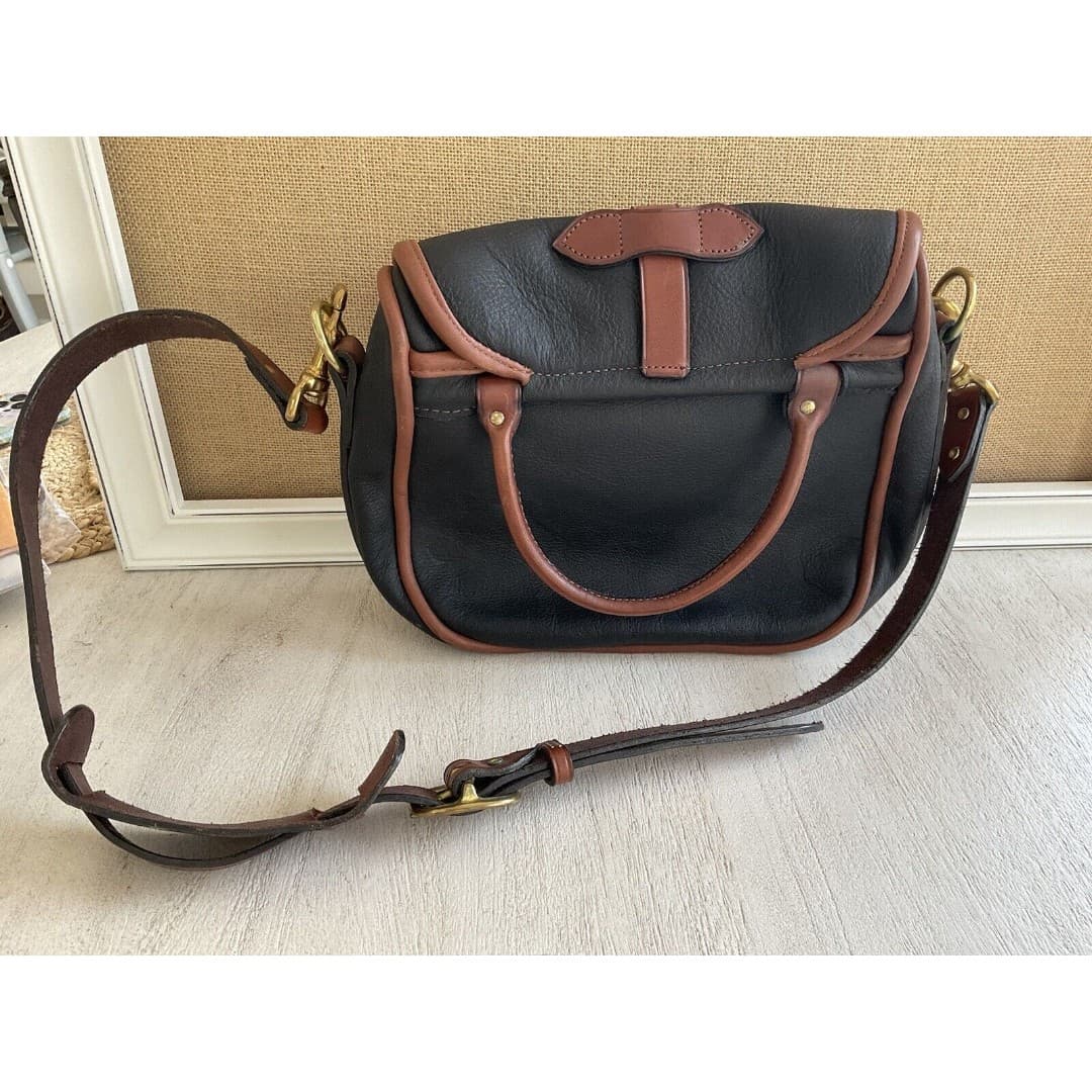 Black & Brown Leather Satchel Bag W/Handle & Crossbody Strap - Thumbnail 4
