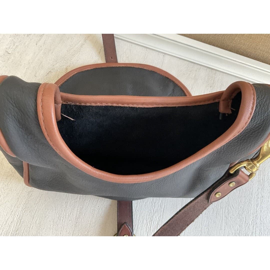 Black & Brown Leather Satchel Bag W/Handle & Crossbody Strap - Thumbnail 8