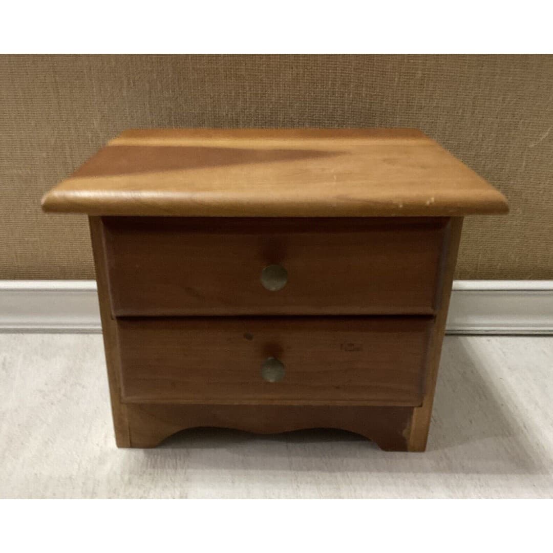Vintage Handcrafted 2 Drawer Tabletop Jewelry Box -Beautiful