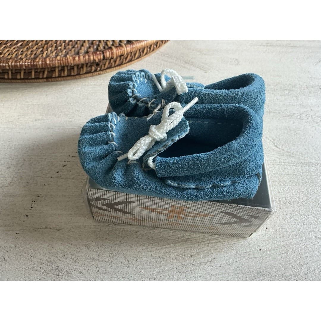 New Baby Moccasins Laurentian Chief Size 3 Asper Blue Suede 420 - Thumbnail 2
