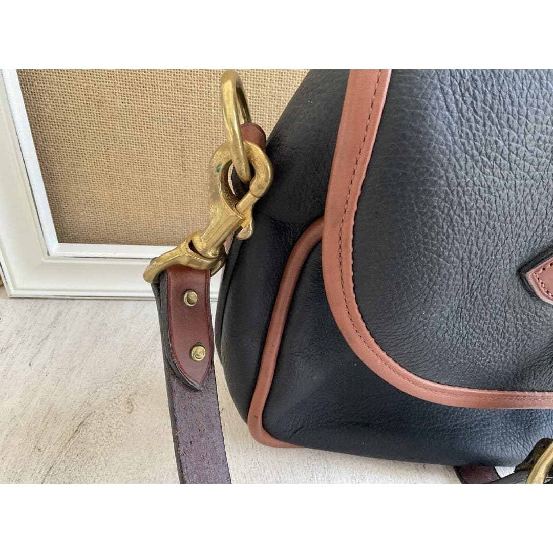 Black & Brown Leather Satchel Bag W/Handle & Crossbody Strap - Thumbnail 9