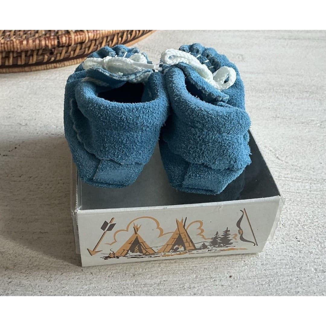 New Baby Moccasins Laurentian Chief Size 3 Asper Blue Suede 420 - Thumbnail 3