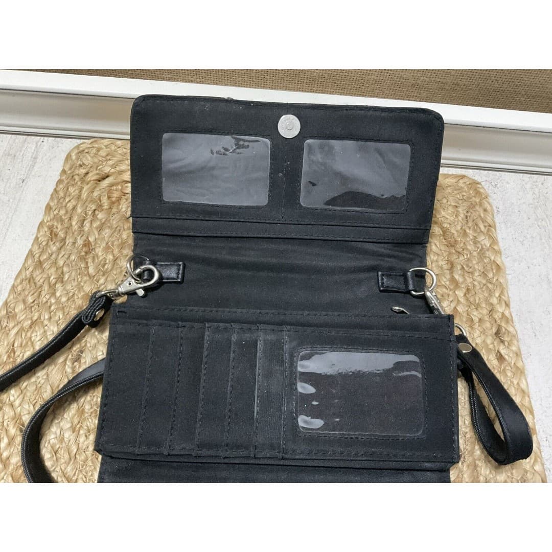 Western Feather Floral Purse Extra Strap Clutch Women Trifold Crossbody Wallet - Thumbnail 3