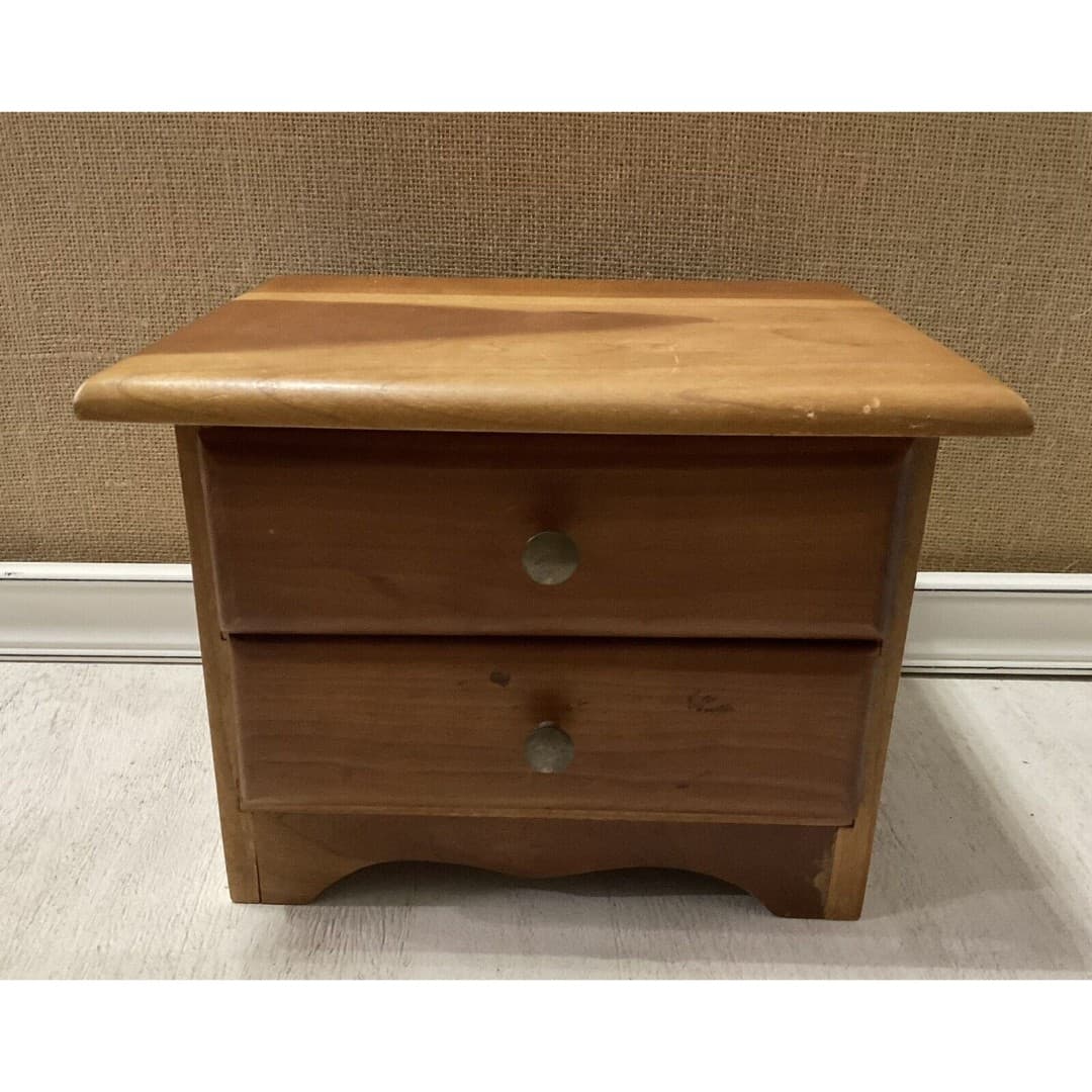 Vintage Handcrafted 2 Drawer Tabletop Jewelry Box -Beautiful - Thumbnail 2