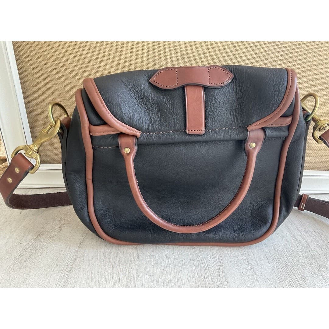Black & Brown Leather Satchel Bag W/Handle & Crossbody Strap - Thumbnail 11