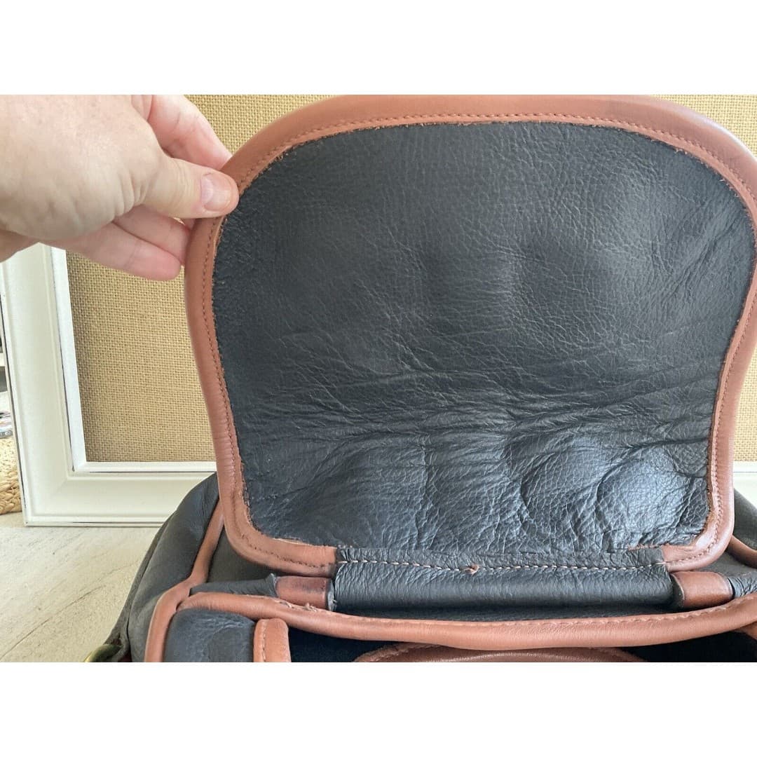 Black & Brown Leather Satchel Bag W/Handle & Crossbody Strap - Thumbnail 5