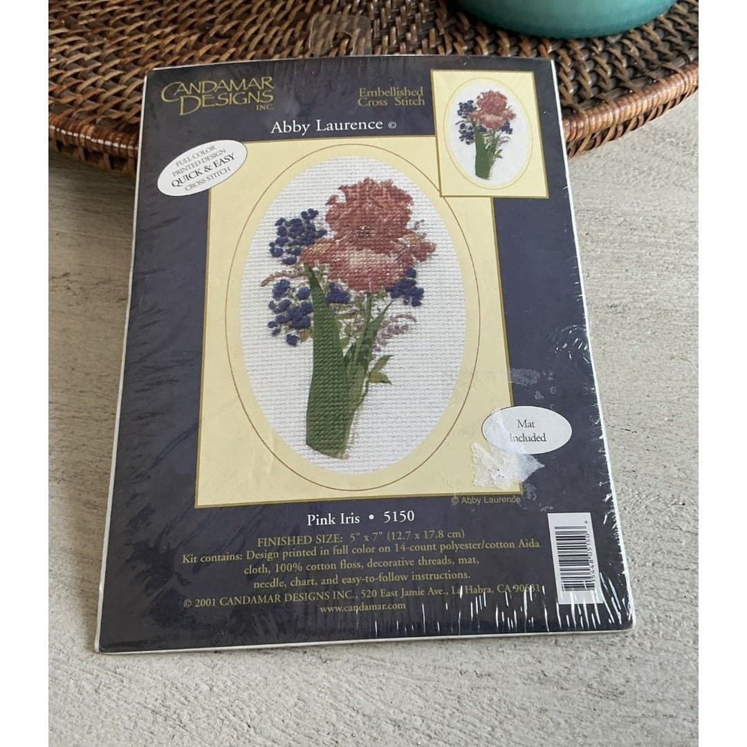 Candamar Designs "Pink Iris" Embellished Cross Stitch #5150