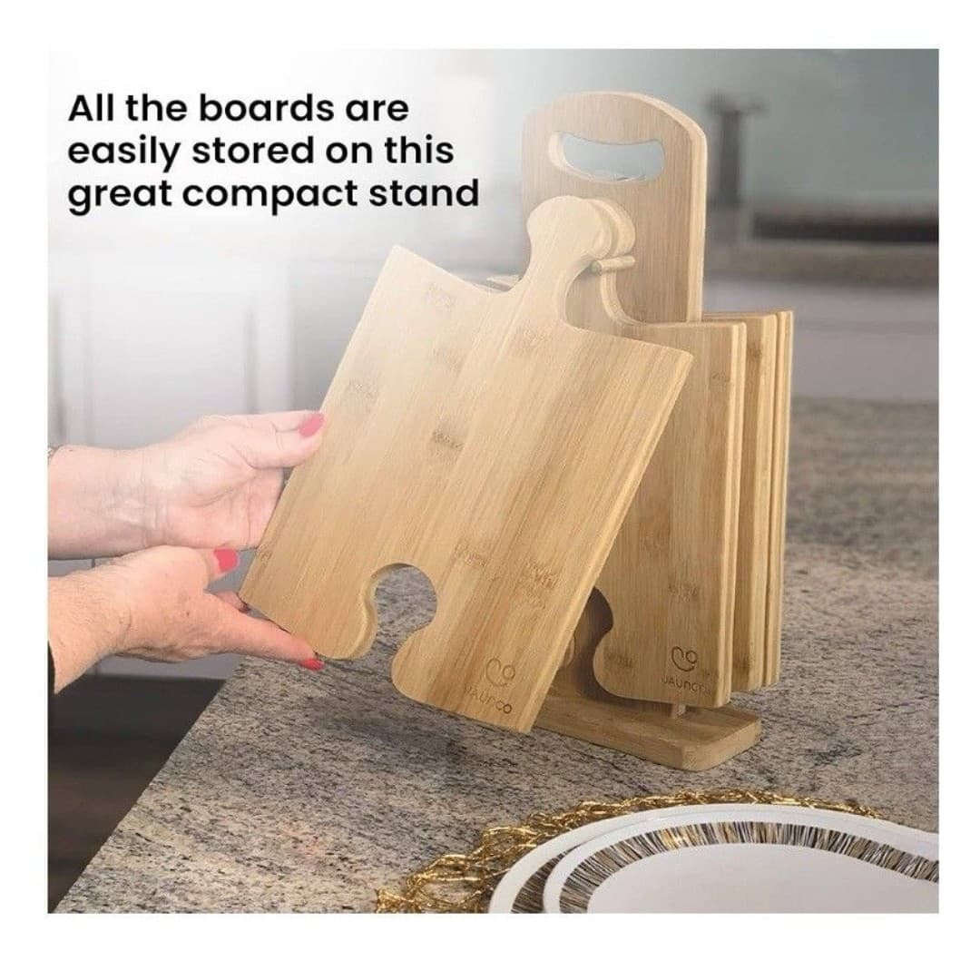 Jaunco Bamboo Puzzle Board Serving Platter Set NEW - Thumbnail 4