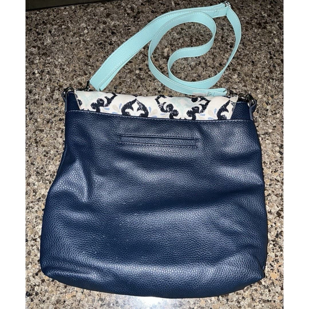 Thirty One Blue Pebble Faux Leather Navy Skies For You Crossbody Bag - Thumbnail 2