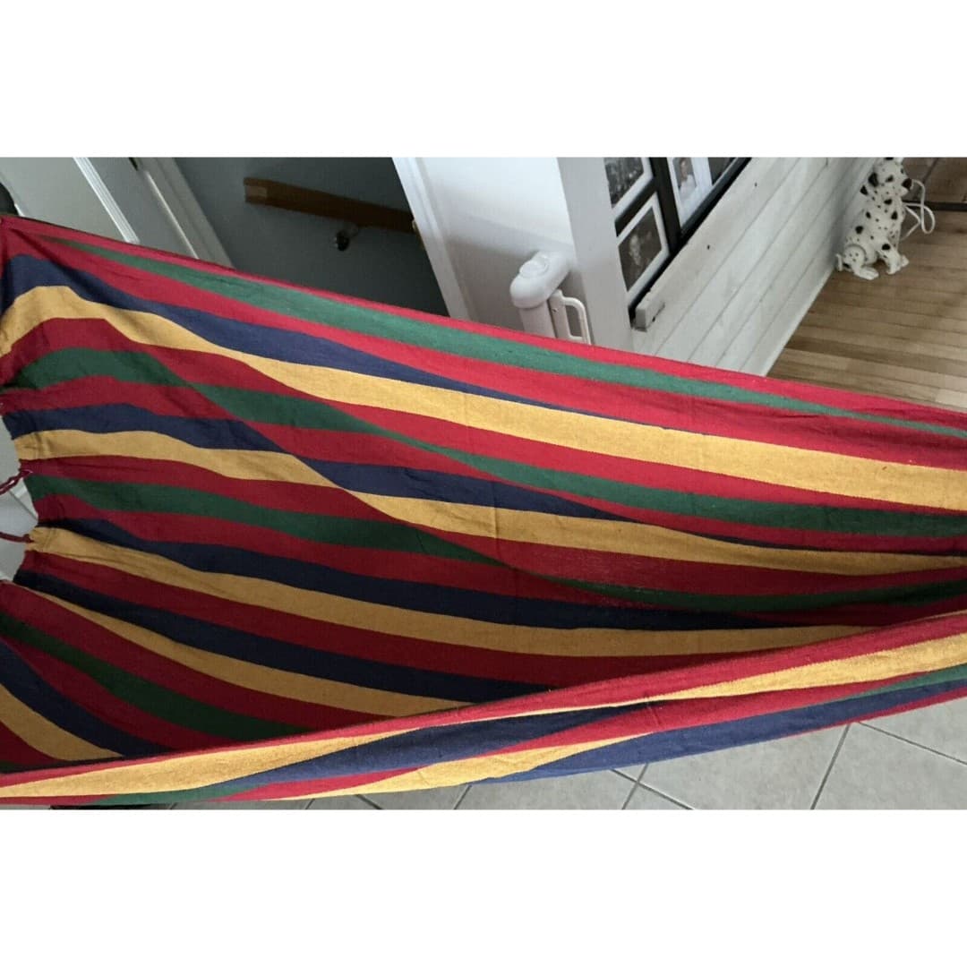 High Quality Cotton Double Hammock Swing Multi Colored - Thumbnail 4