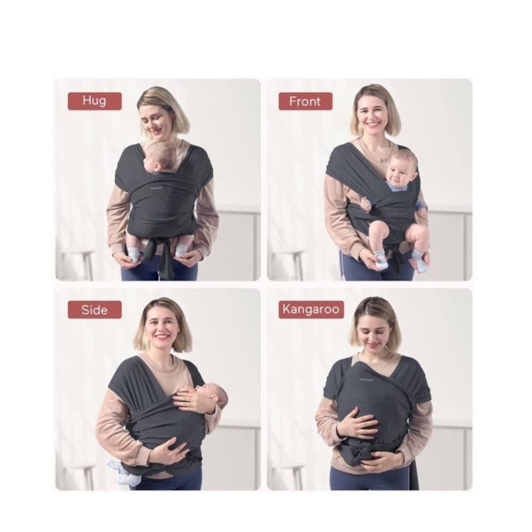 Momcozy Baby Wrap Carrier Slings Adjustable Baby Carrier Gray - Thumbnail 6