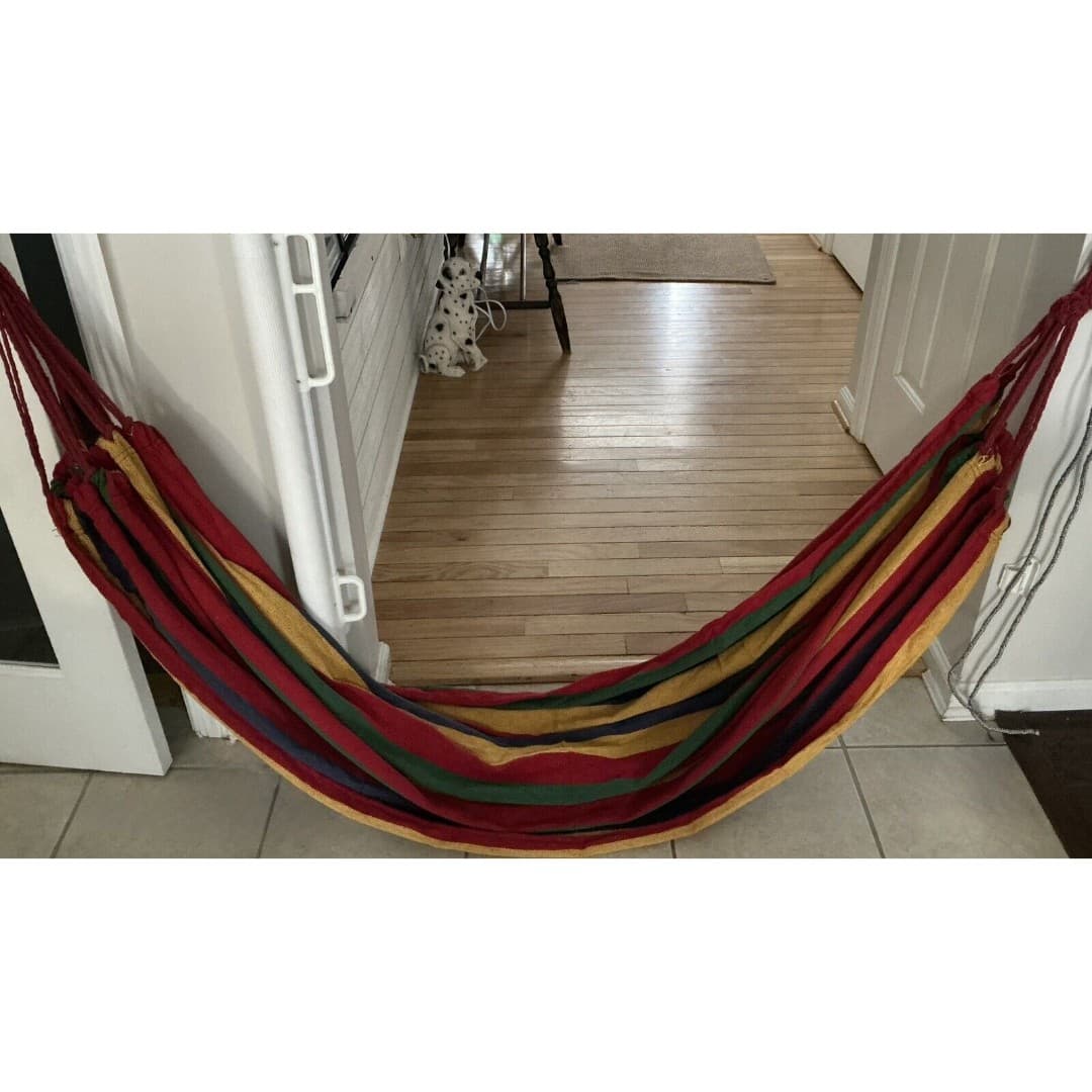 High Quality Cotton Double Hammock Swing Multi Colored - Thumbnail 3