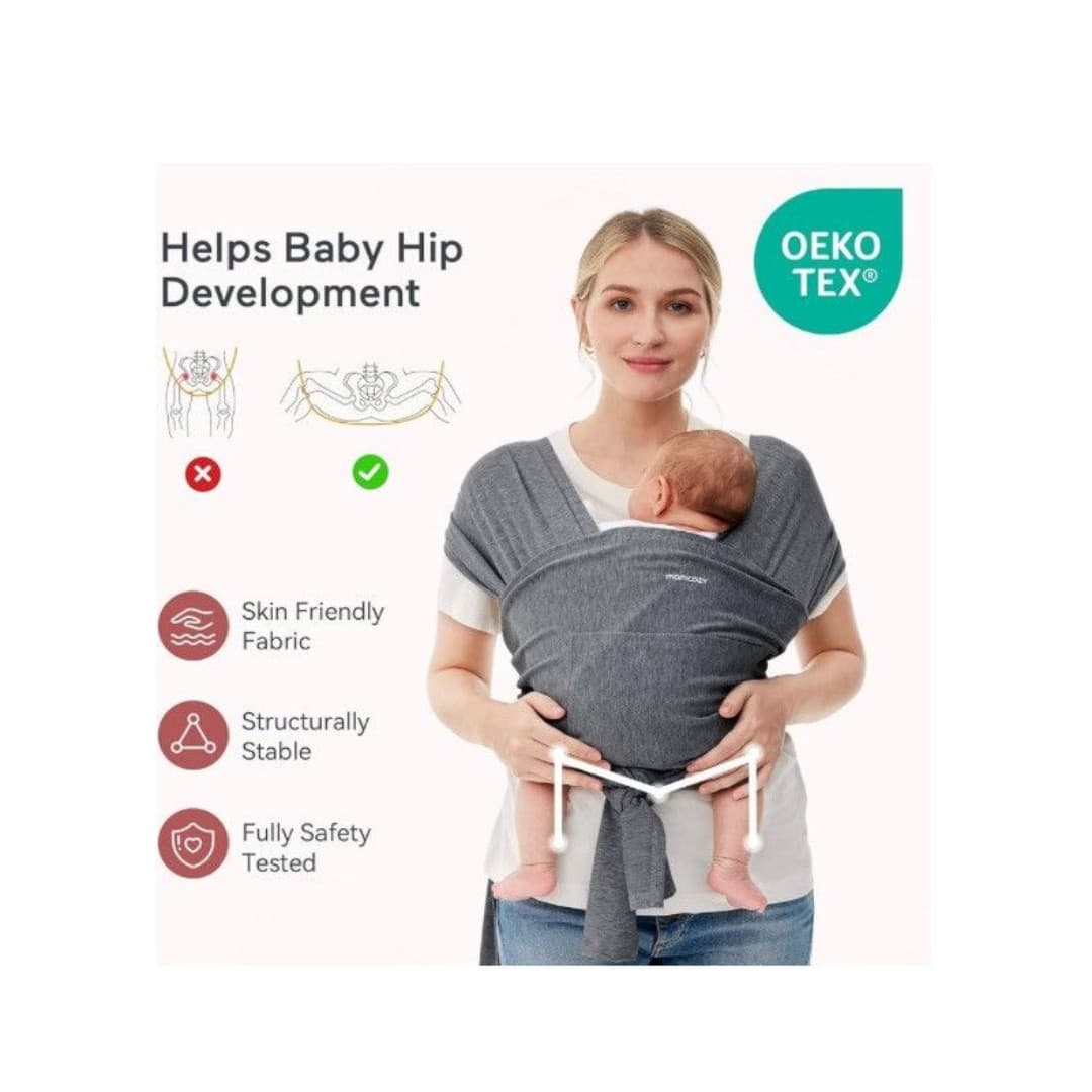Momcozy Baby Wrap Carrier Slings Adjustable Baby Carrier Gray - Thumbnail 3