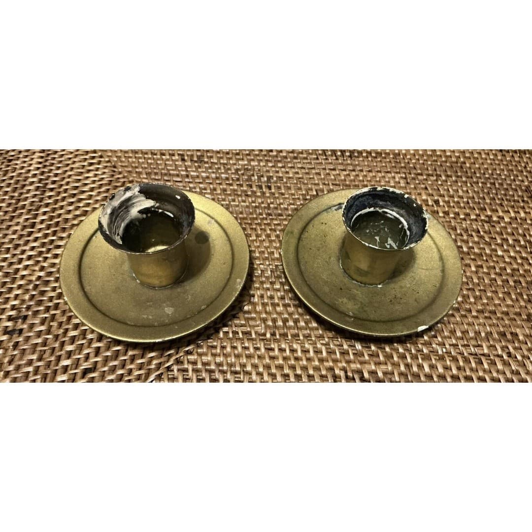 Vintage Pair Of Gold Metal Candle Holders/Stand - Thumbnail 4